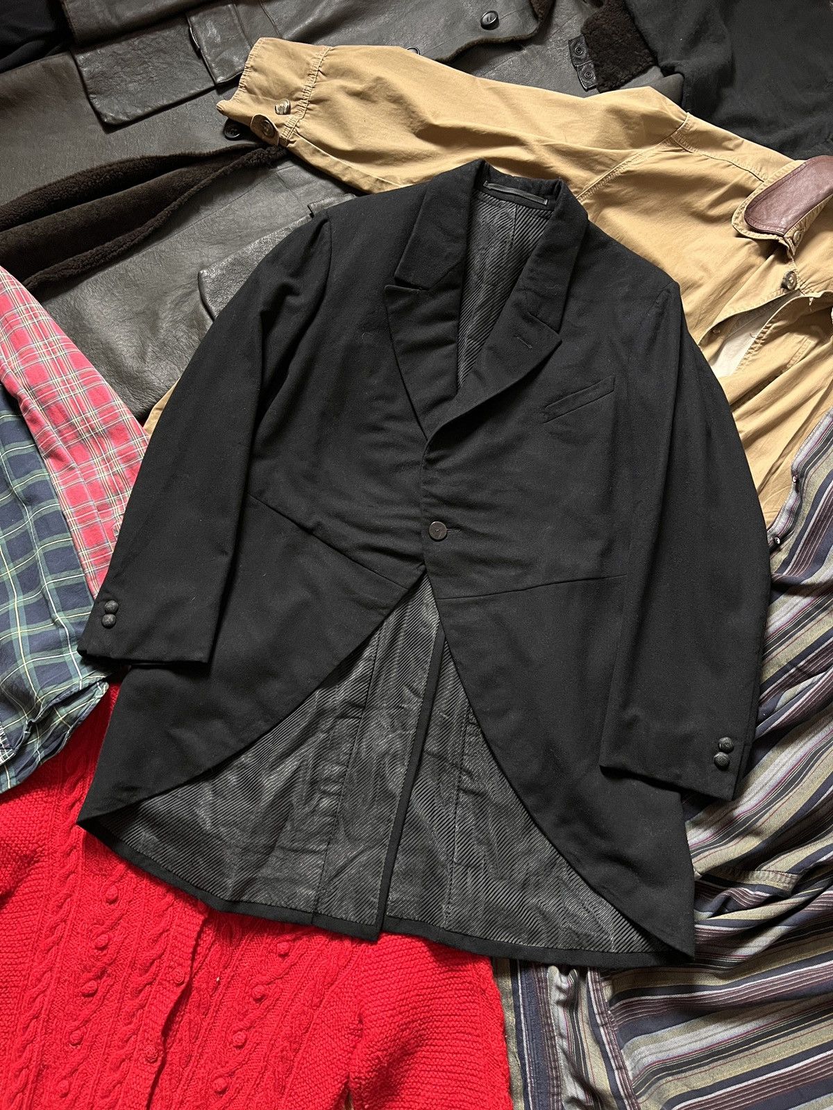 Vintage Vintage Antique One Button Wool Tailcoat Blazer Size US M / EU 48-50 / 2 - 1 Thumbnail