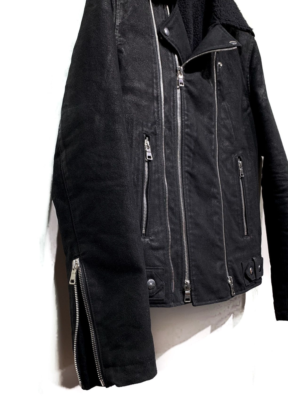 Balmain Balmain Black Waxed Cotton and Wool Lined Biker Jacket Size US M / EU 48-50 / 2 - 6 Thumbnail