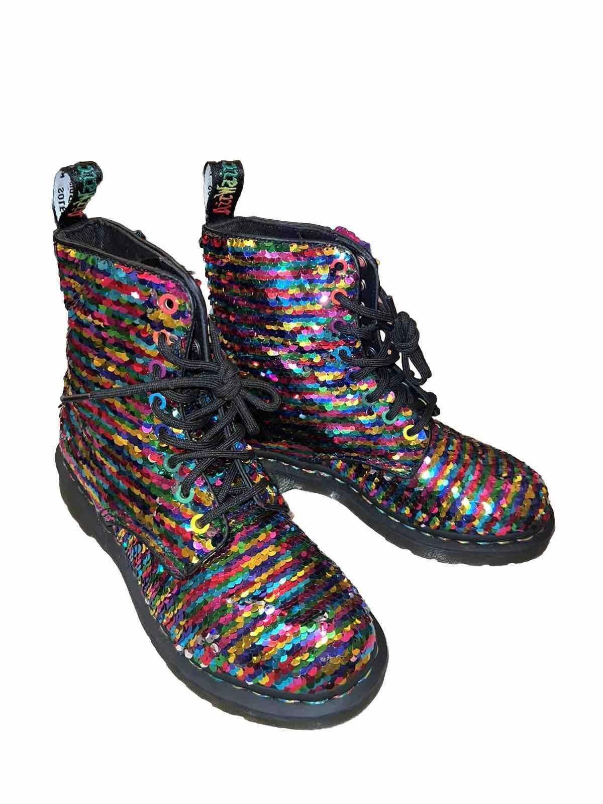 Dr. Martens NEW Dr Martens 1460 Pascal Rainbow Silver Sequin Boots US 6 Size US 6 / IT 36 - 10 Thumbnail