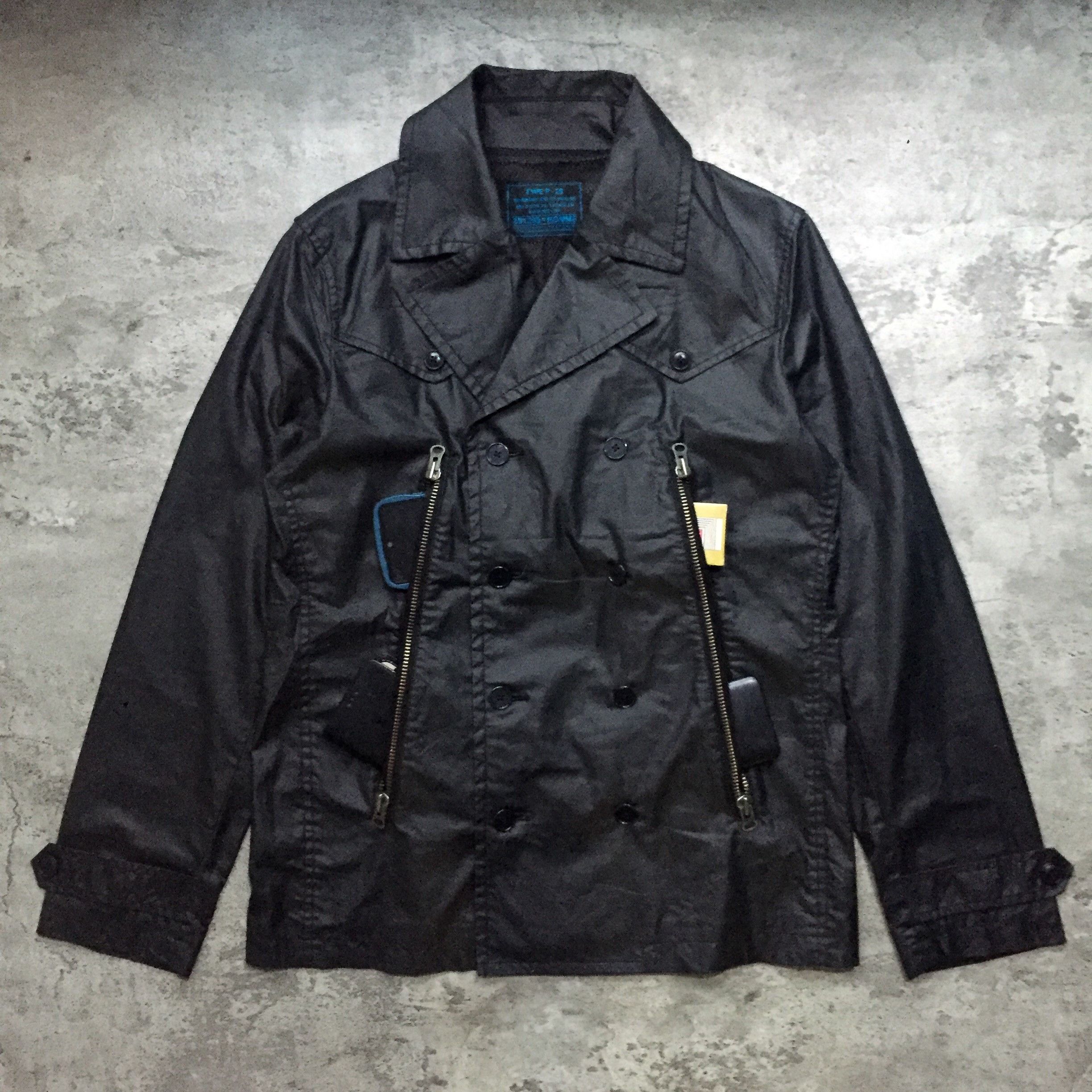 291295=Homme 291295 Double Breasted Multi Pocket Zipper Coated Jacket Size US M / EU 48-50 / 2 - 2 Thumbnail