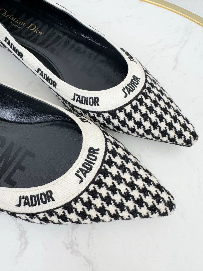 Dior Dior Houndstooth Flats Size 37-2505 Size US 5 / IT 35 - 2 Thumbnail