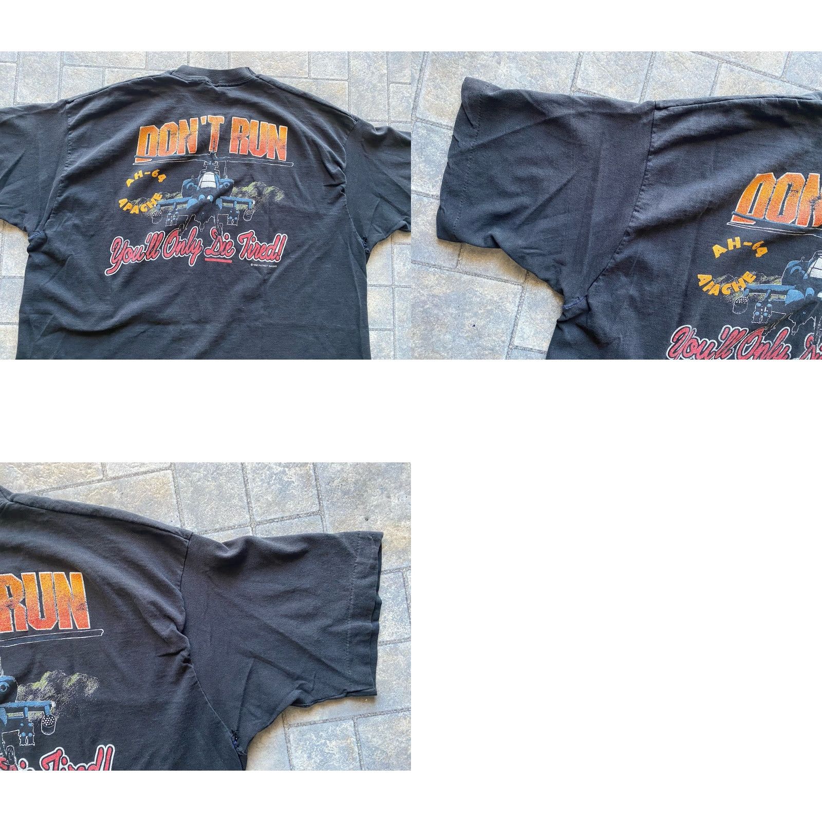 Fruit Of The Loom VINTAGE Fruit Of The Loom Single Stitch T Shirt 1992 Apache Helicopter AH-64 Mens 2XL Black 90s Military Shortsleeve Size US XXL / EU 58 / 5 - 10 Thumbnail