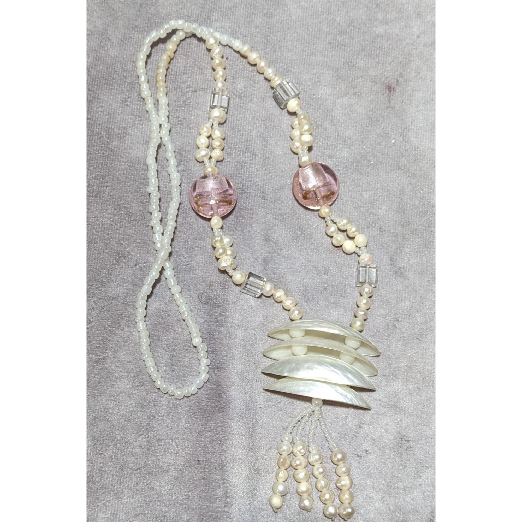 Other Vintage Pearl Shell Beaded Chandelier Necklace Size ONE SIZE - 14 Thumbnail