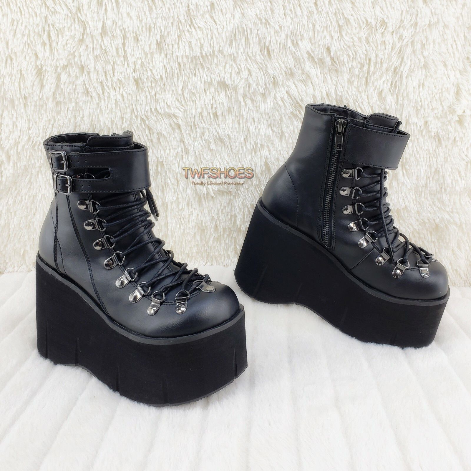 Demonia Cult DEMONIA Kera 21 Black Ankle Boot 4.5" Platform Cuff Straps G Size US 6 / IT 36 - 7 Thumbnail