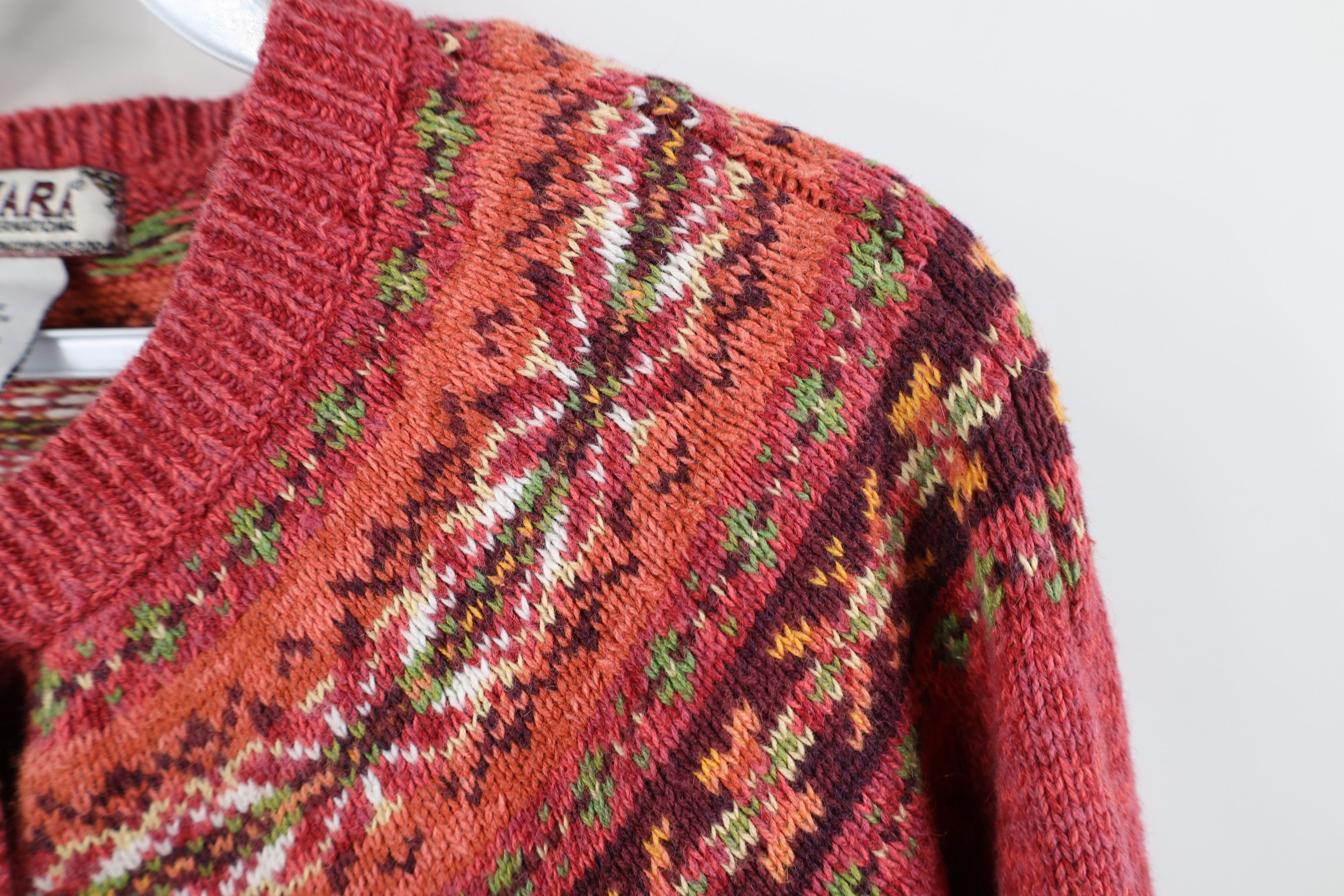 Vintage Vintage 90s Streetwear Fair Isle Knit Cardigan Sweater Size L / US 10 / IT 46 - 7 Thumbnail