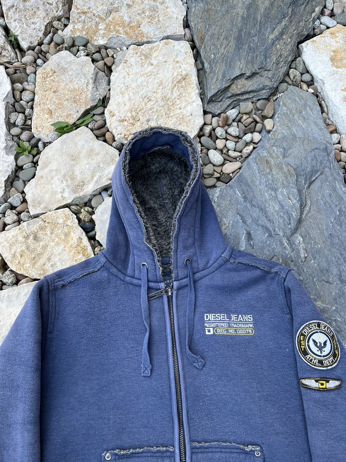 Diesel × Vintage Vintage Diesel jeans y2k heavy fur zip hoodie sherpa jacket Size US M / EU 48-50 / 2 - 6 Thumbnail