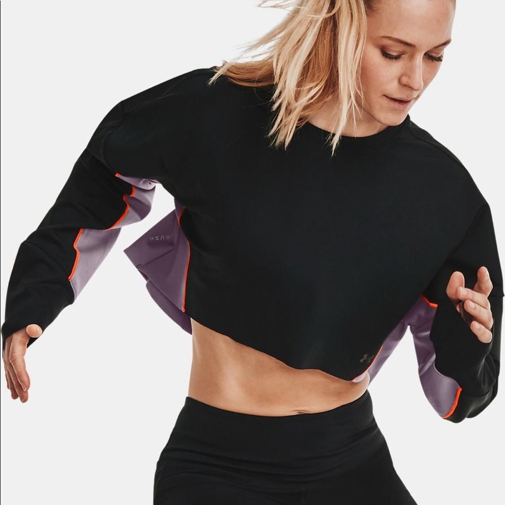 Under Armour Under Armour Black and Purple Rush Cropped Long Sleeve Size S / US 4 / IT 40 - 1 Thumbnail