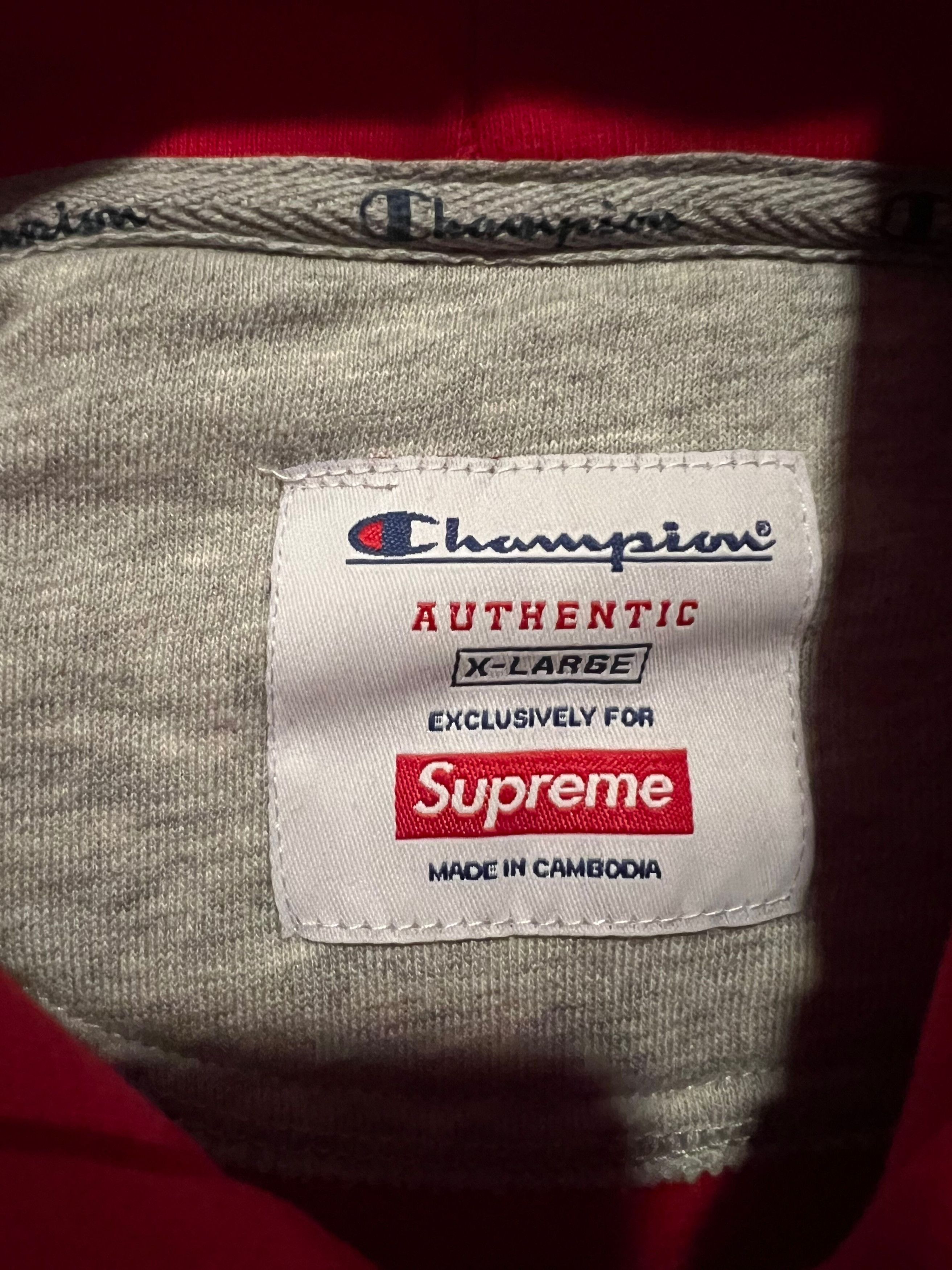 Champion × Supreme Supreme x Champion Red Hoodie Sweatshirt XL Extra Large Size US XL / EU 56 / 4 - 4 Thumbnail