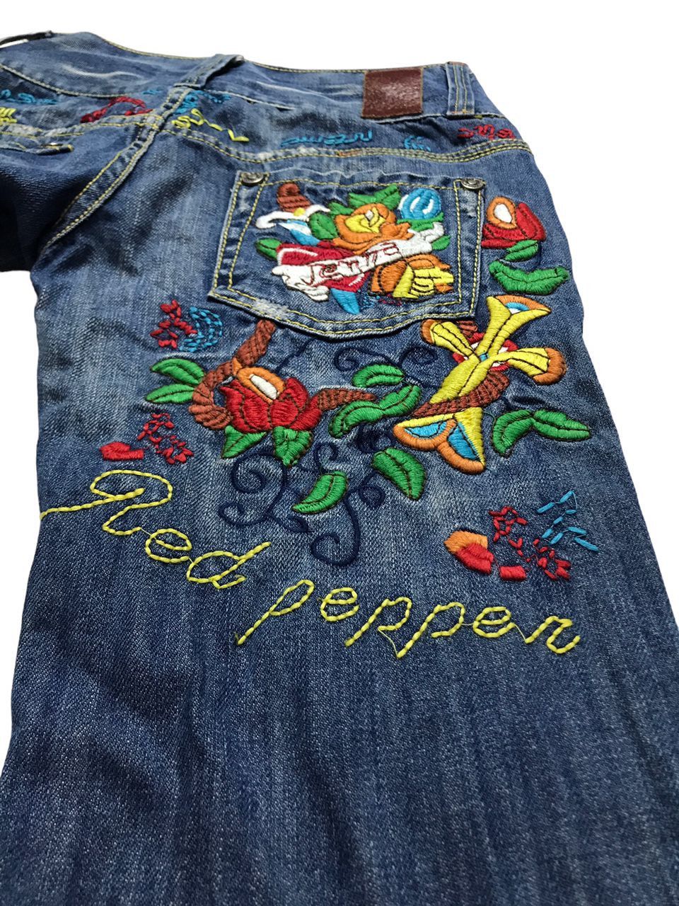 Japanese Brand Red Pepper Embroidery Jeans Size 27" / US 4 / IT 40 - 7 Thumbnail