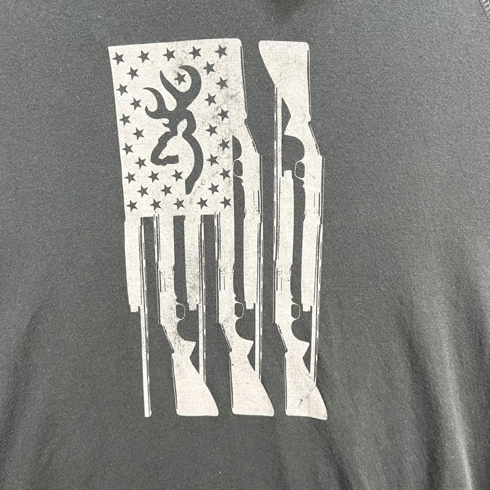 Vintage Browning Shirt Mens Large Gray Hooded Long Sleeve Raglan Buckmark Flag Graphic Size US L / EU 52-54 / 3 - 3 Thumbnail