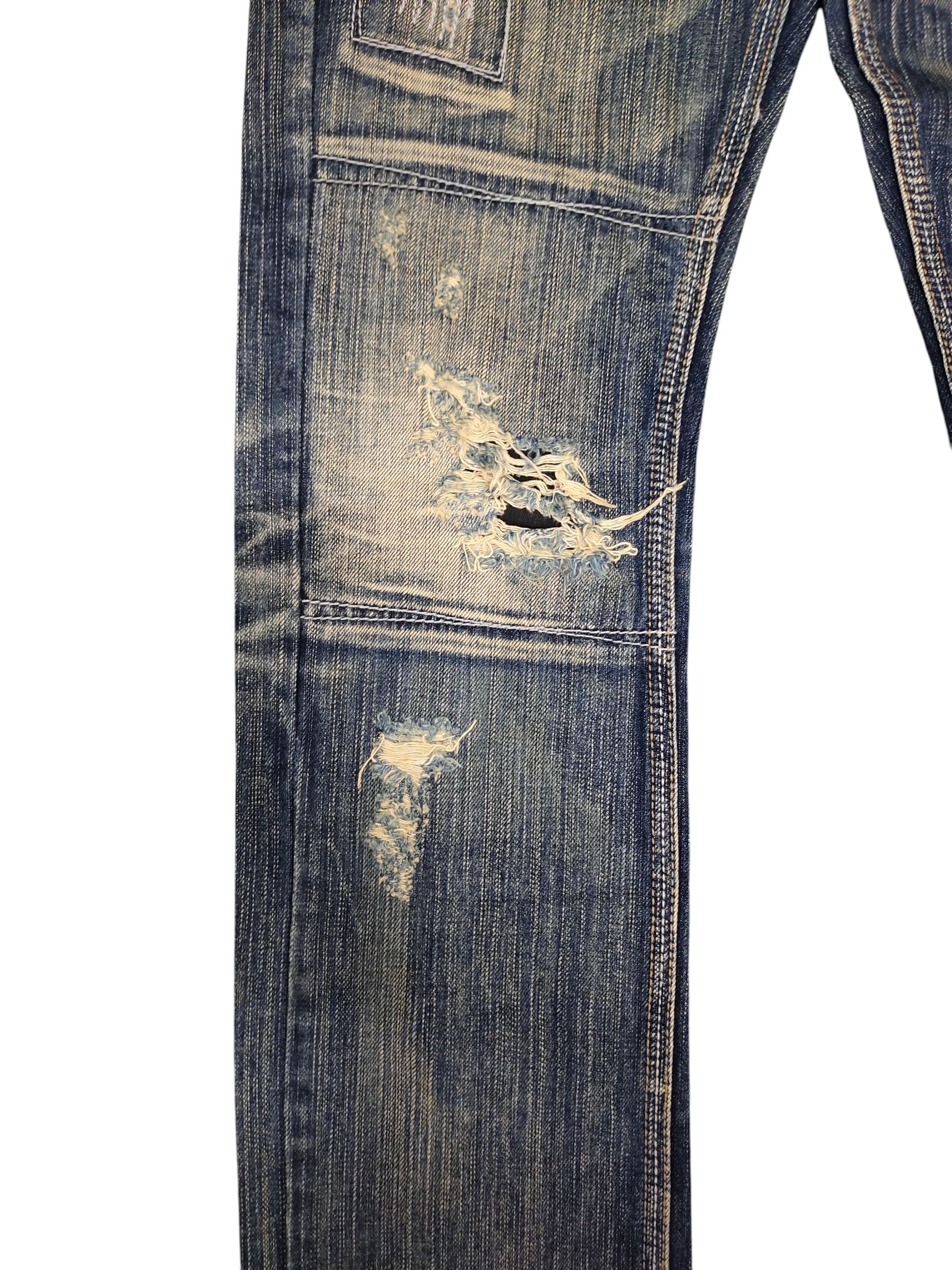 Self Edge Difference Rupert Japan Clawmark Distress Faded Denim Jeans Size US 30 / EU 46 - 4 Thumbnail