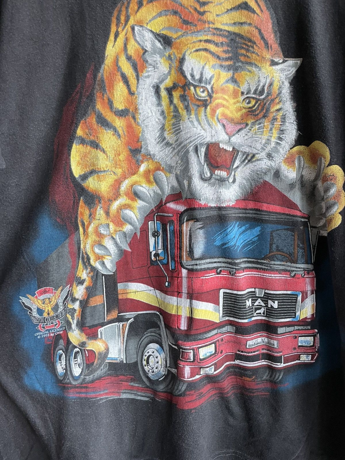 Vintage Vintage 1993 TIGER Trucker Tshirt Faded Black Single Stitch Size US M / EU 48-50 / 2 - 3 Thumbnail