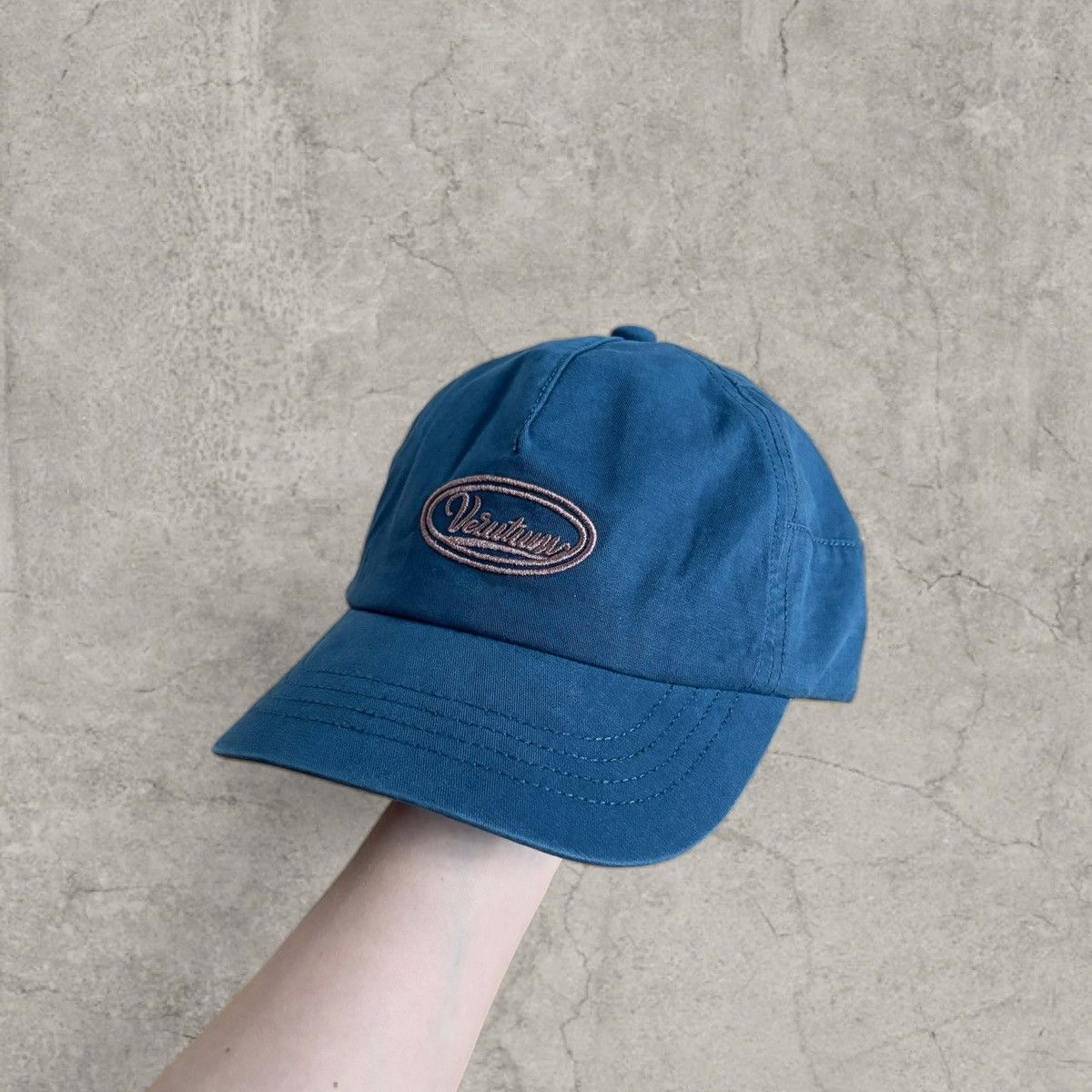 Japanese Brand Cool vintage style cap, blue with beige logo. One size Size ONE SIZE - 1 Thumbnail