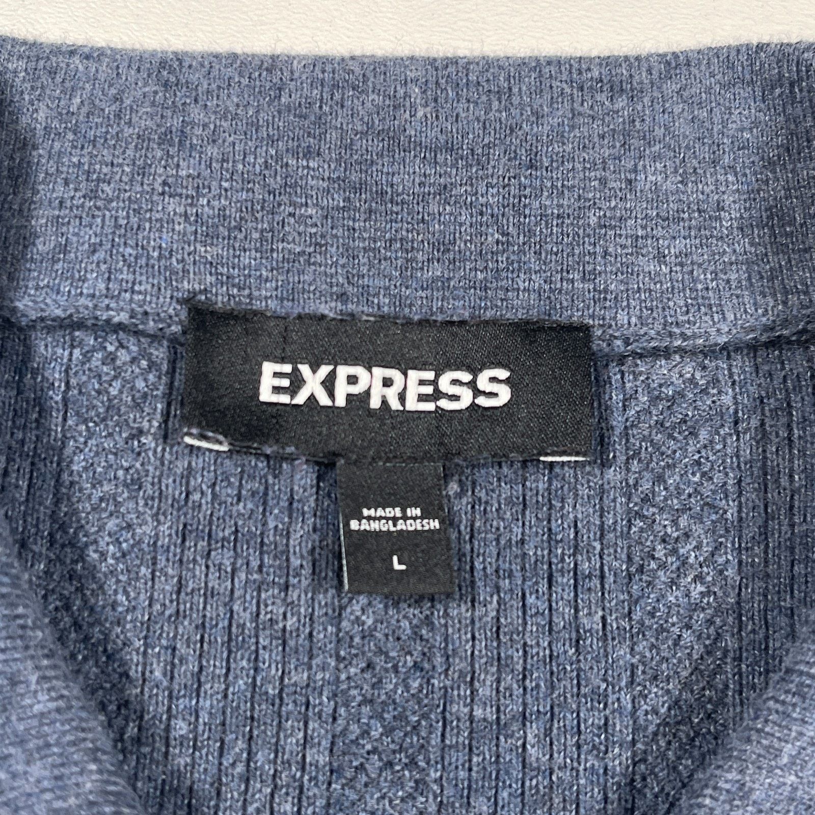Express Express blue contrast texture knit quarter zip sweater shirt Size US L / EU 52-54 / 3 - 3 Thumbnail