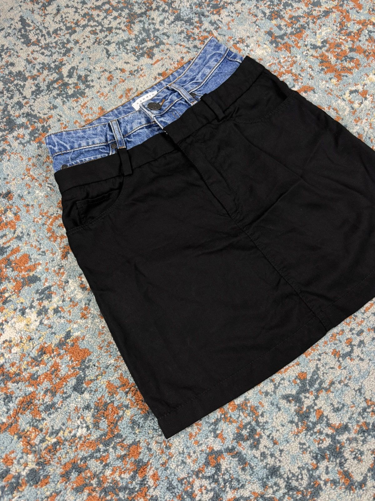 Sandro Vintage Y2K Sandro Paris trompe l'oeil layered denim skirt Size 28" / US 6 / IT 42 - 3 Thumbnail