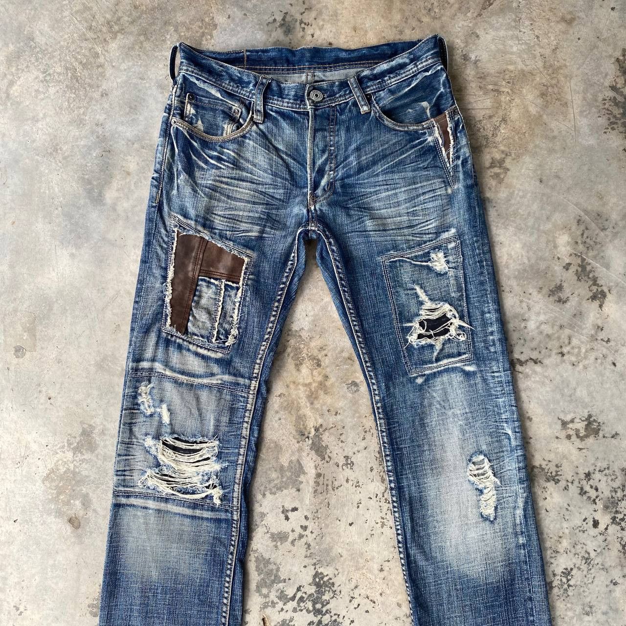 Japanese Brand Difference Rupert Japan Distressed Boro Denim Crust Punk Size US 28 / EU 44 - 4 Thumbnail
