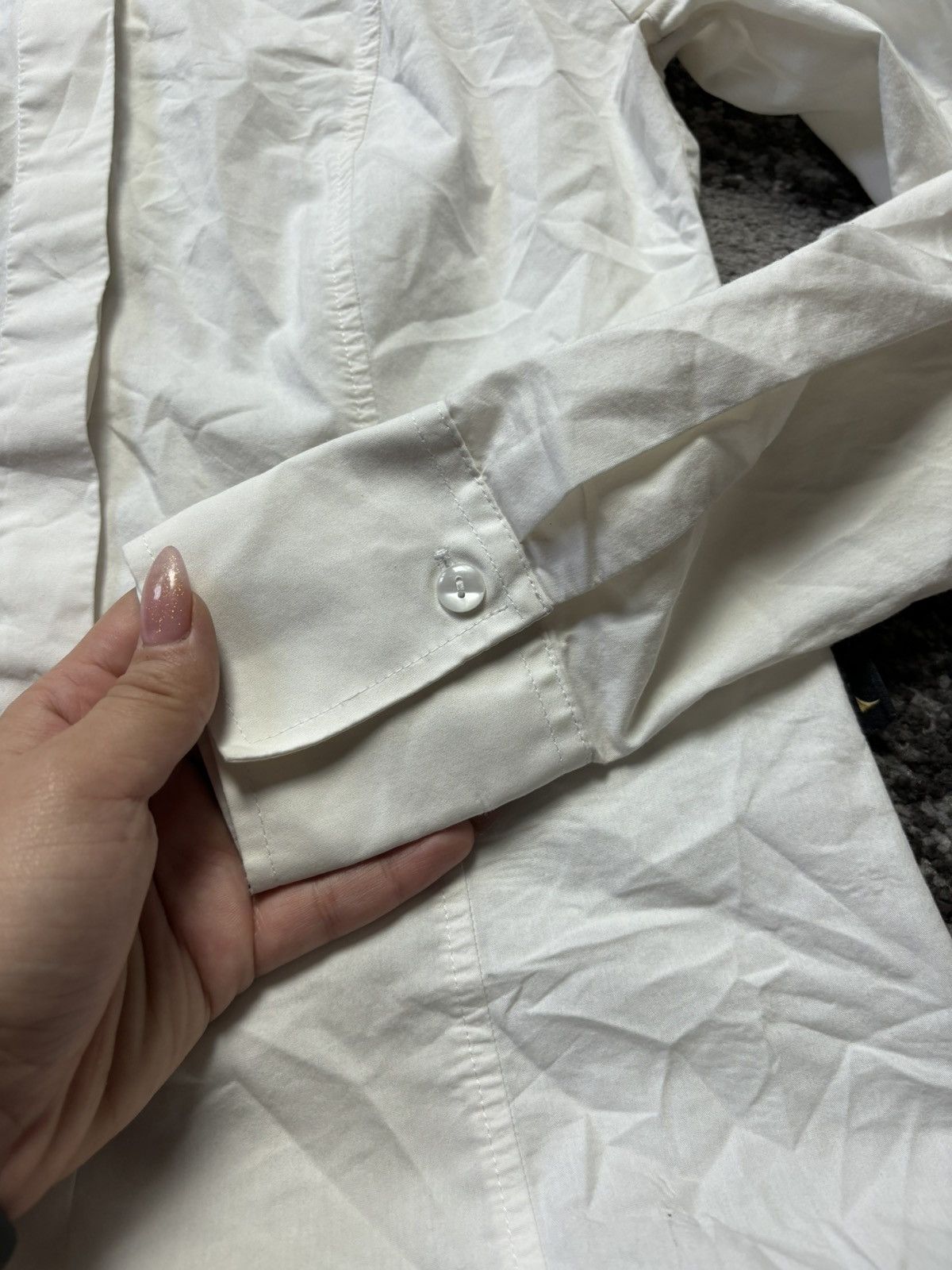 Designer × Japanese Brand × Vintage Vintage Simon jersey long-sleeve button up white blouse Size M / US 6-8 / IT 42-44 - 5 Thumbnail