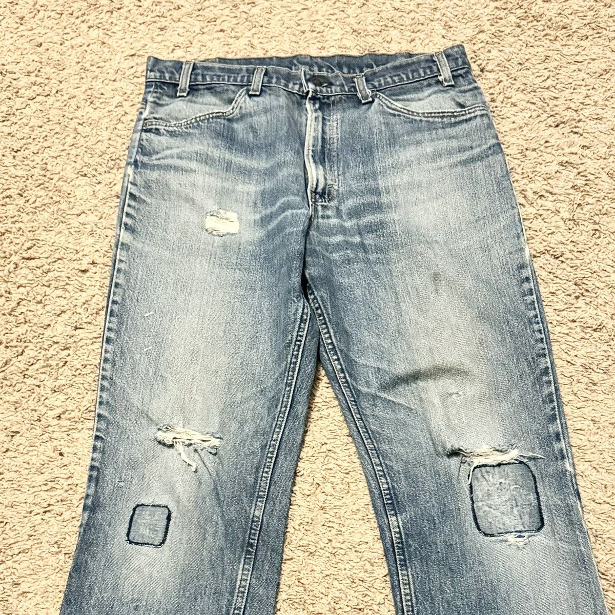 Levi's VINTAGE ORANGE TAB PATCHWORK LEVI’S JEANS! Size US 34 / EU 50 - 2 Thumbnail
