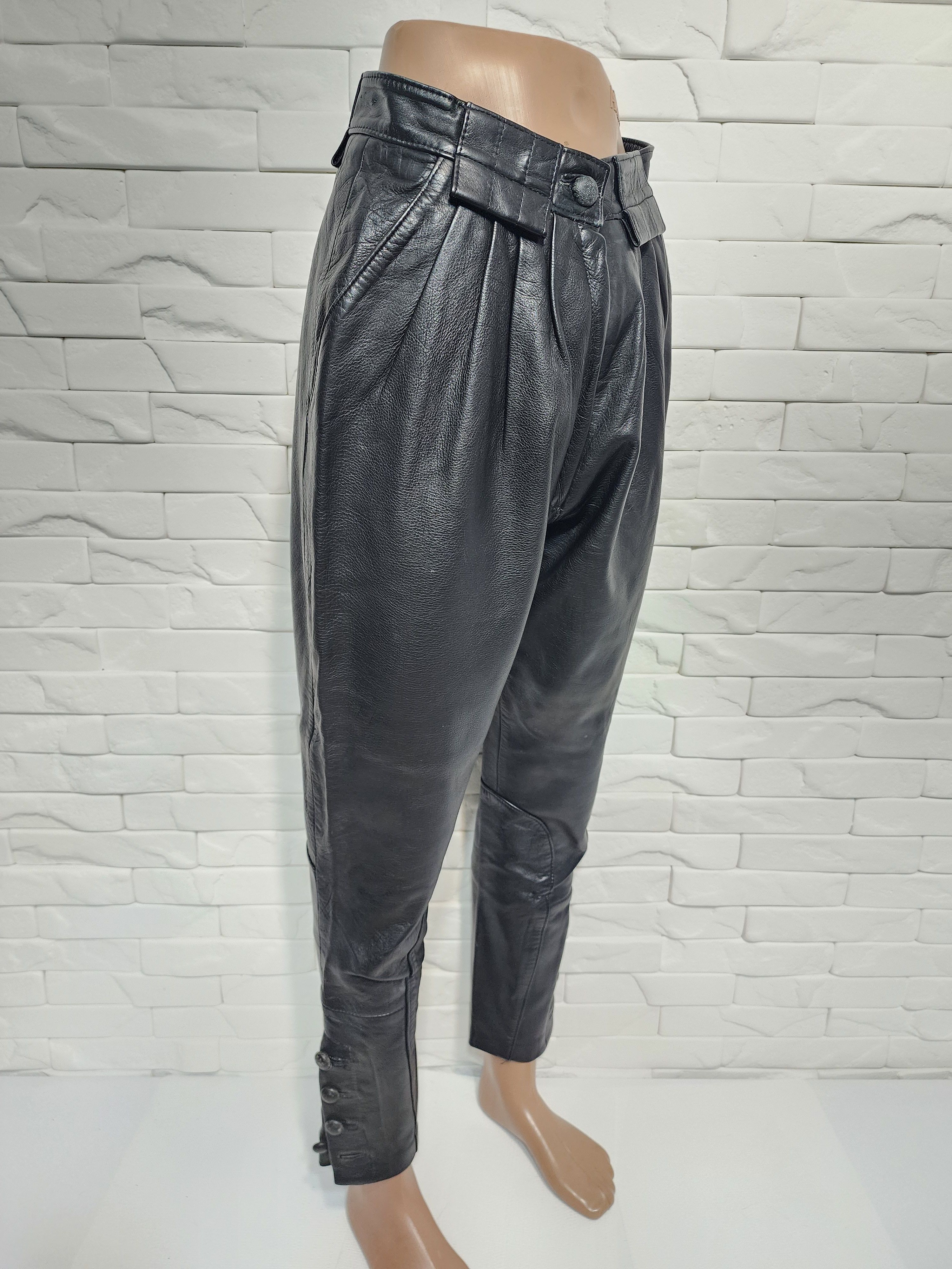 Genuine Leather Women's black leather pants. Size 25" / US 0 / IT 36 - 3 Thumbnail