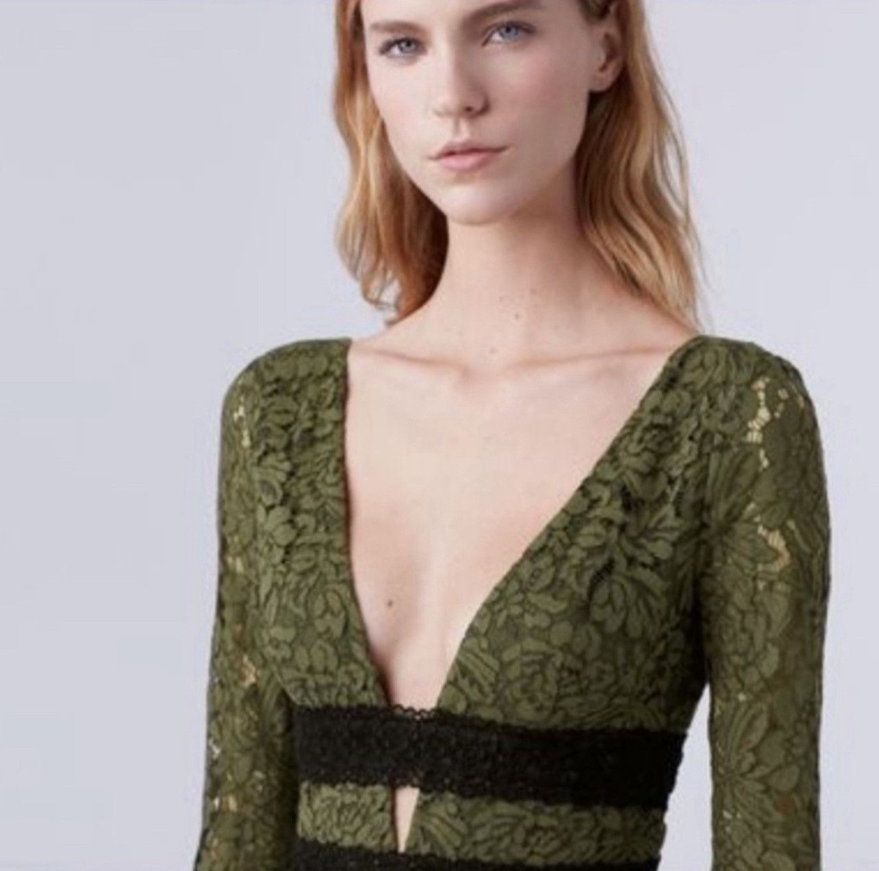 Diane von Furstenberg Diane Von Furstenberg Olive Long Sleeve Viera Lace Dress Size M / US 6-8 / IT 42-44 - 8 Thumbnail