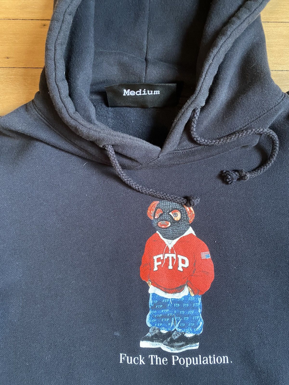Fuck The Population FTP Bear Hoodie Navy sz M | Grailed