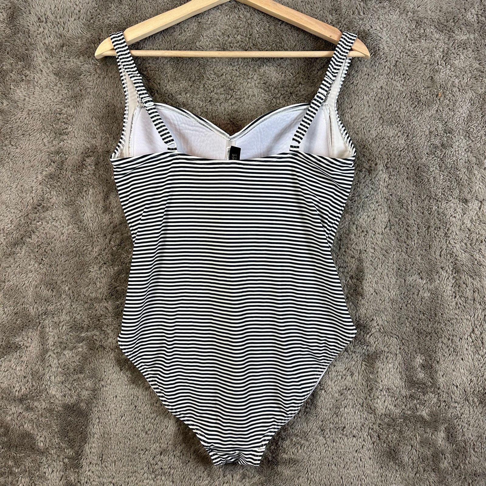 Other Bond-Eye One Piece Ruched SwimSuit Black White Stripe 12 Size XL / US 12-14 / IT 48-50 - 2 Thumbnail
