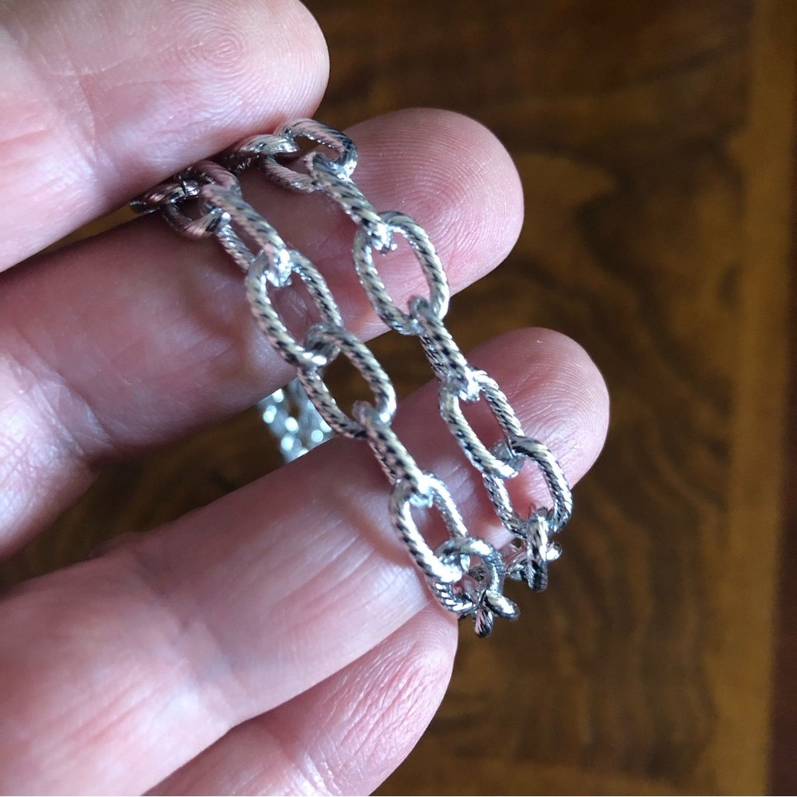 Handmade Hand crafted faceted peacock blue link chain necklace Size ONE SIZE - 13 Thumbnail