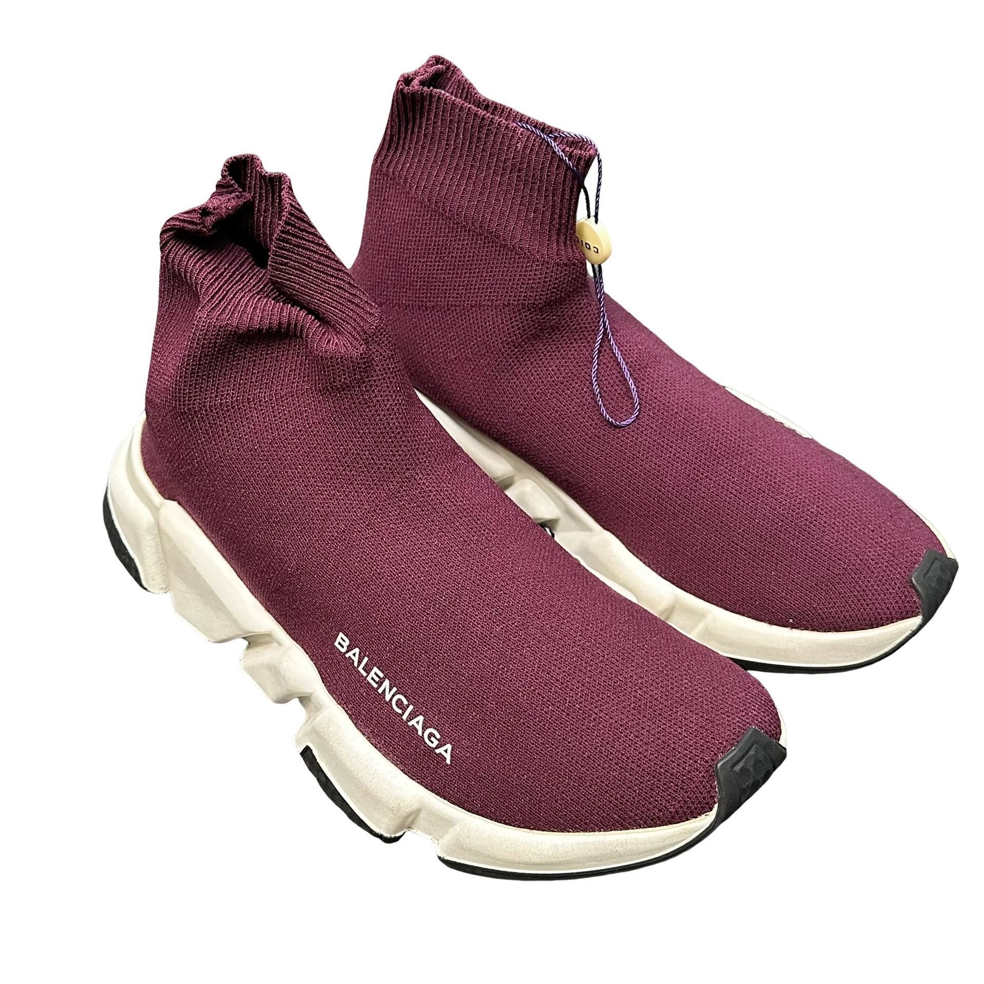 Balenciaga Balenciaga Burgundy Speed Trainer Sneakers 35 Size US 5 / IT 35 - 1 Thumbnail