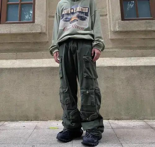 Japanese Brand Retro heavy-duty multi-pocket loose wide-leg overalls Size US 32 / EU 48 - 7 Thumbnail