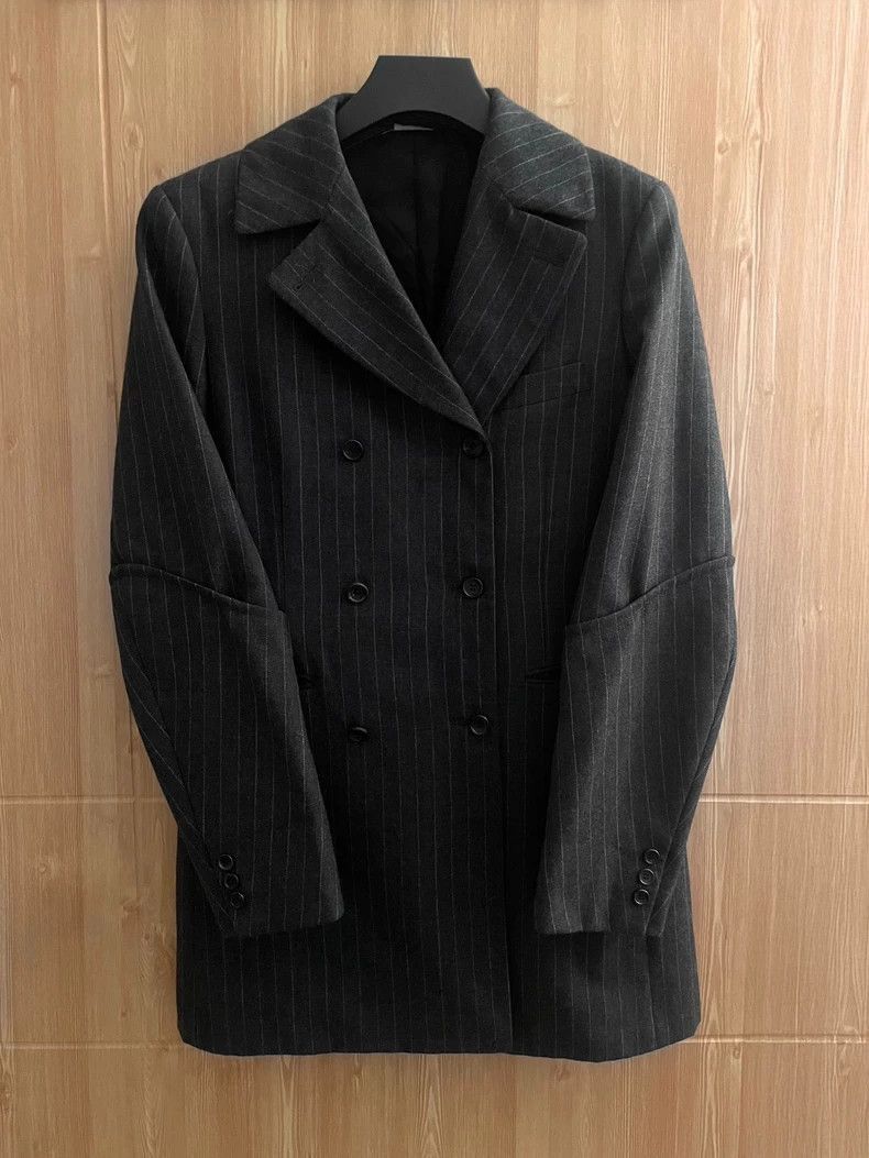 Comme des Garcons Rei Kawakubo wears a dark gray striped suit jacket for men Size US M / EU 48-50 / 2 - 3 Thumbnail