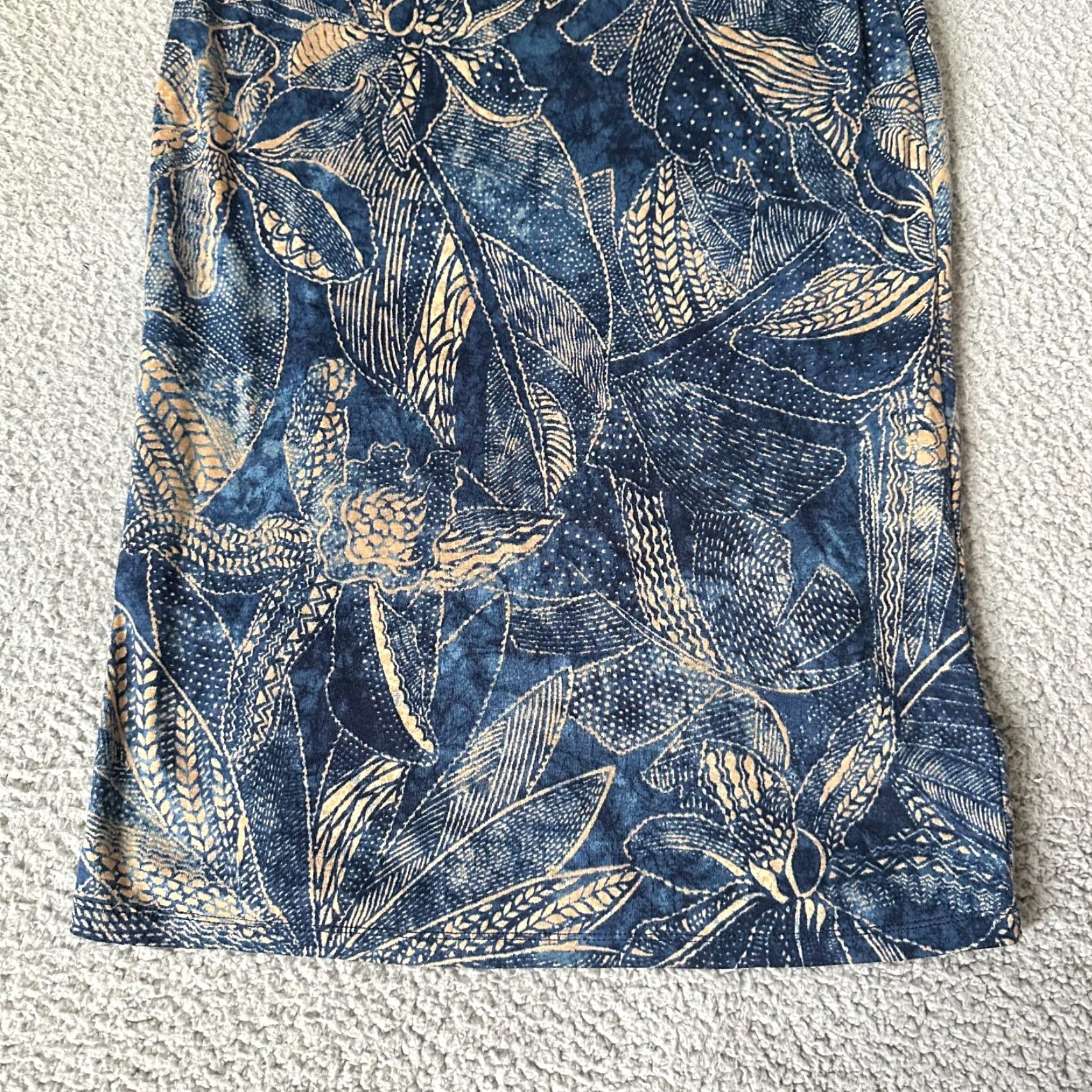 Ralph Lauren Ralph Lauren Dress Womens S Blue Floral Tribal Stretch Cotton Jersey Cowl Neck A-Line Long Sleeveless 70s 80s 90s Womens Size S / US 4 / IT 40 - 3 Thumbnail