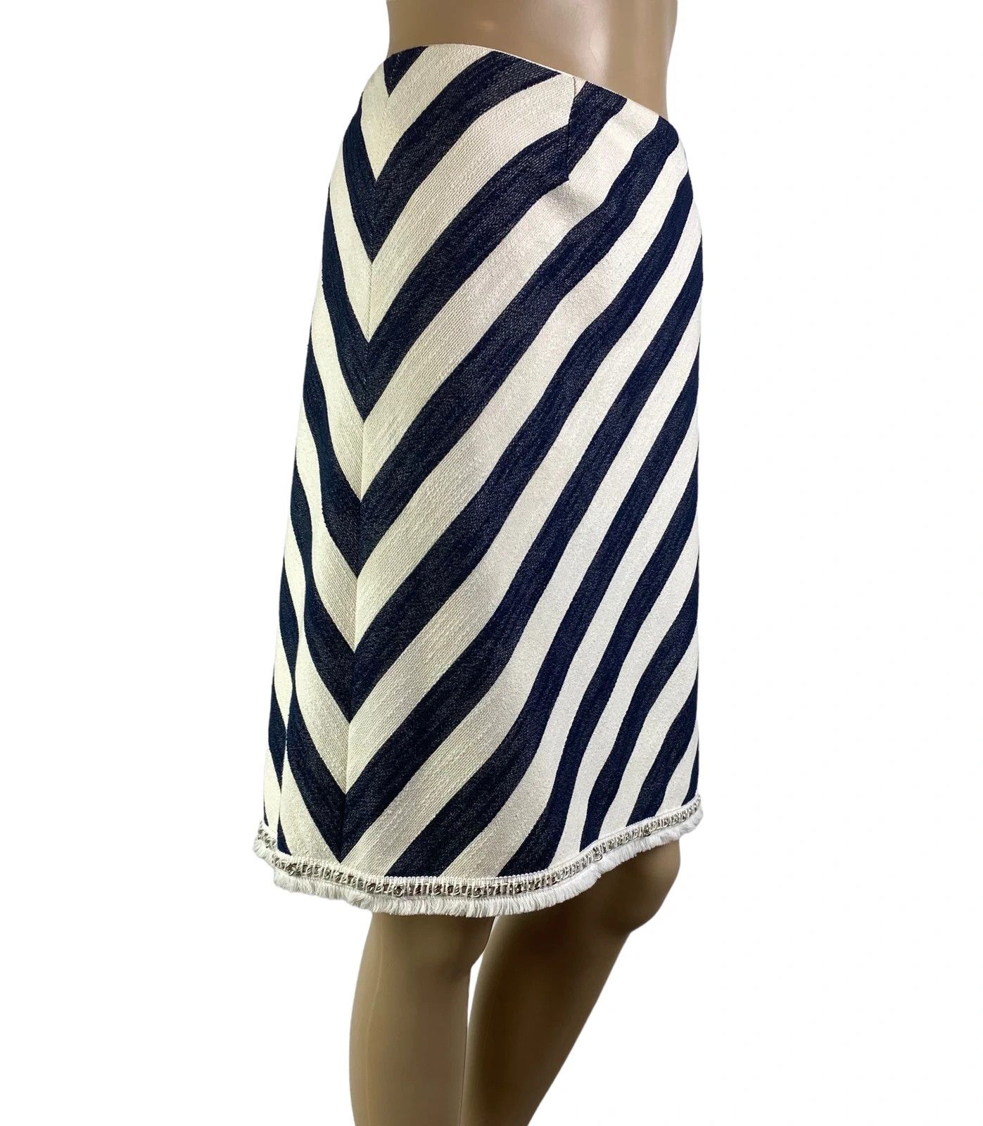 Laurel Laurel Skirt Striped Chain Decor size GB12 i44 Size 30" / US 8 / IT 44 - 3 Thumbnail
