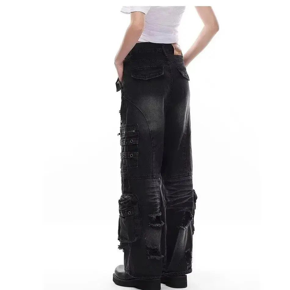 Japanese Brand Loose straight leg multi pocket zipper jeans Size US 32 / EU 48 - 2 Thumbnail