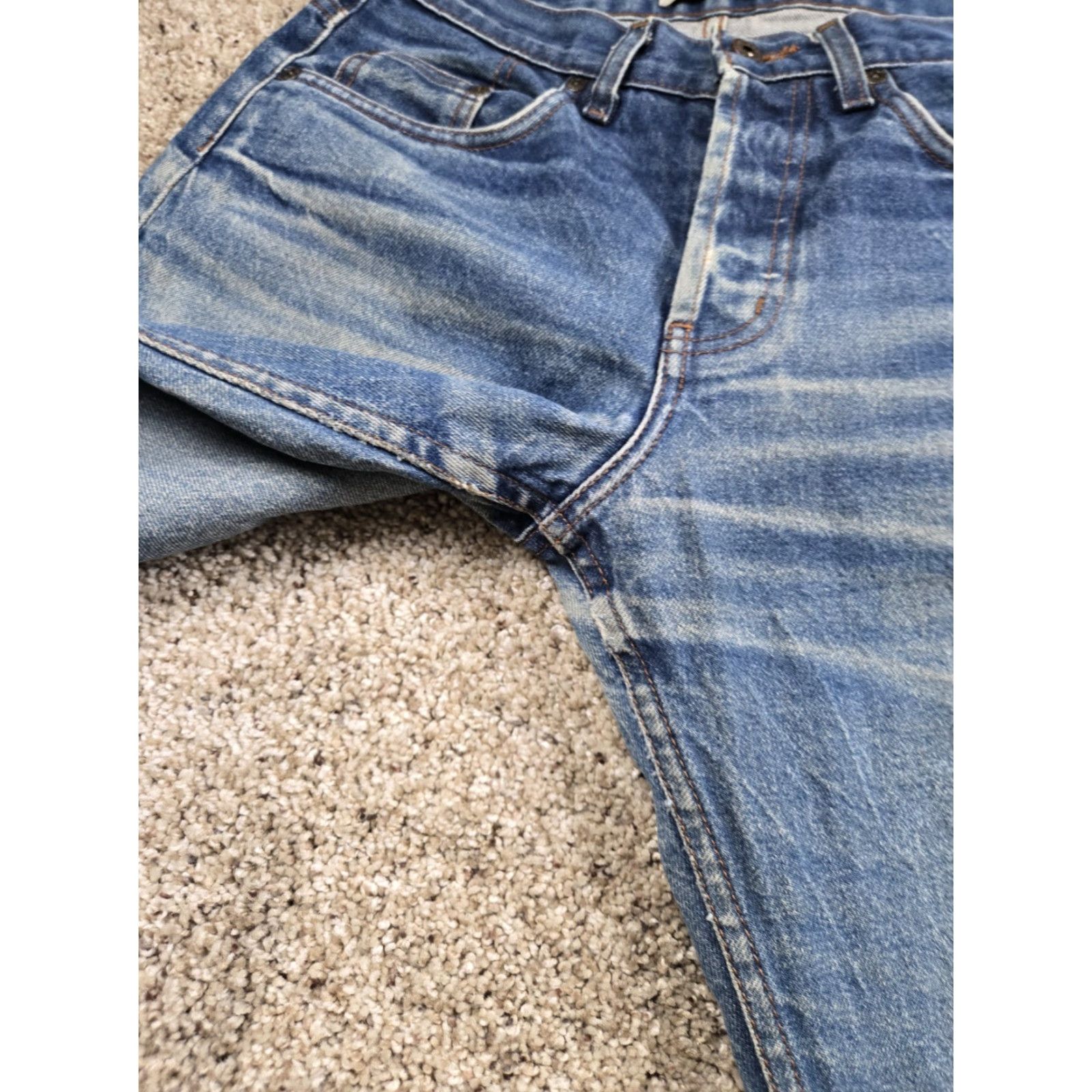 Vintage Naked & Famous Denim Jeans 30X28 Mens Slim Straight Blue Distressed Selvedge Denim 5-Pocket Size US 30 / EU 46 - 5 Thumbnail