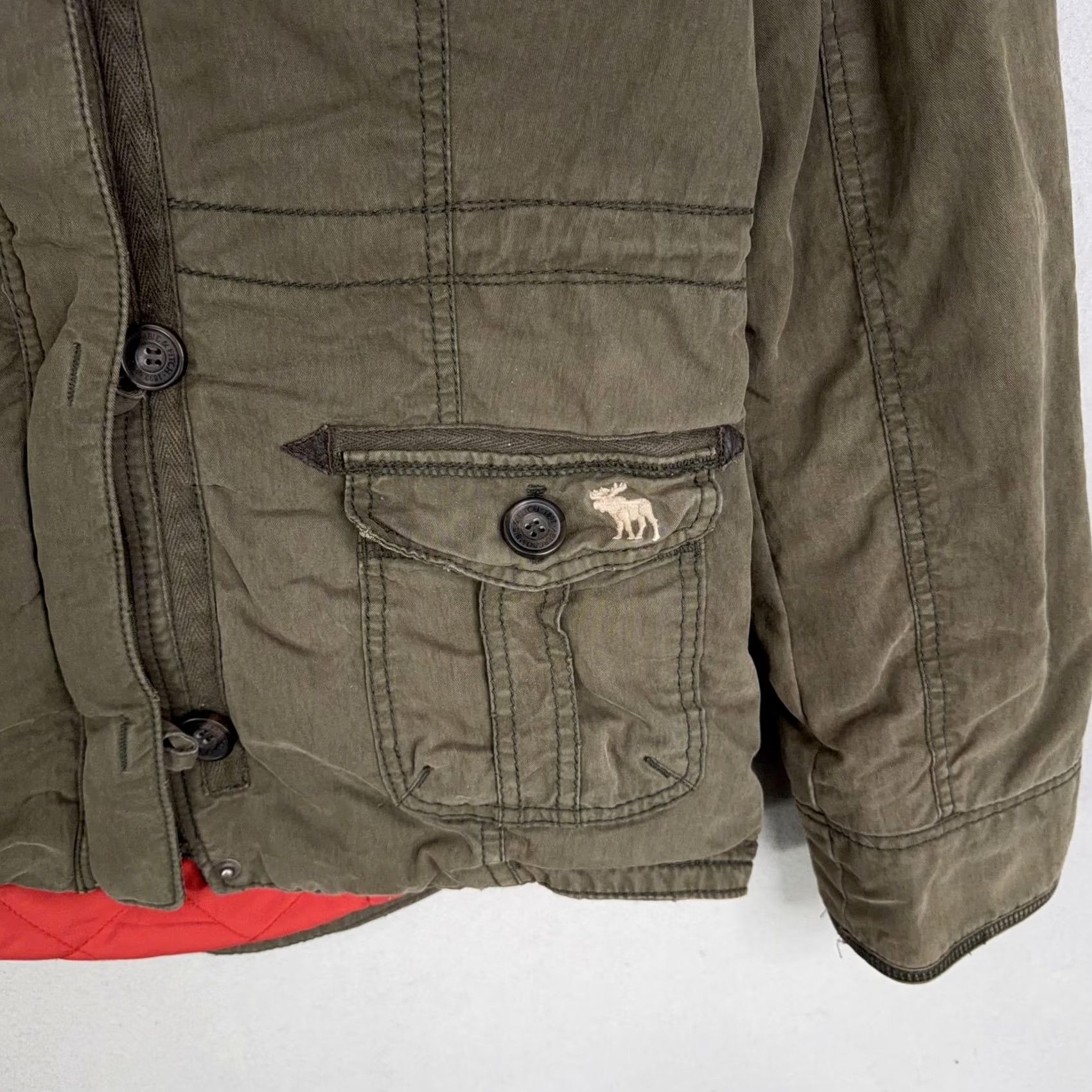Abercrombie & Fitch Abercrombie & Fitch Jacket Womens Large Green Hooded Canvas Quilted Lined Parka Size L / US 10 / IT 46 - 3 Thumbnail