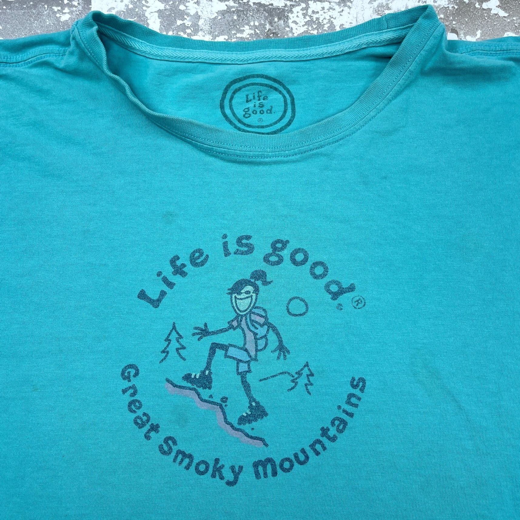 Life is Good Life is Good Shirt Women L Blue Crusher Tee Hiking Ladies Top STAINS* Size L / US 10 / IT 46 - 2 Thumbnail