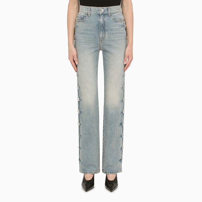 KHAITE Khaite Light blue jeans with metallic elements Grailed