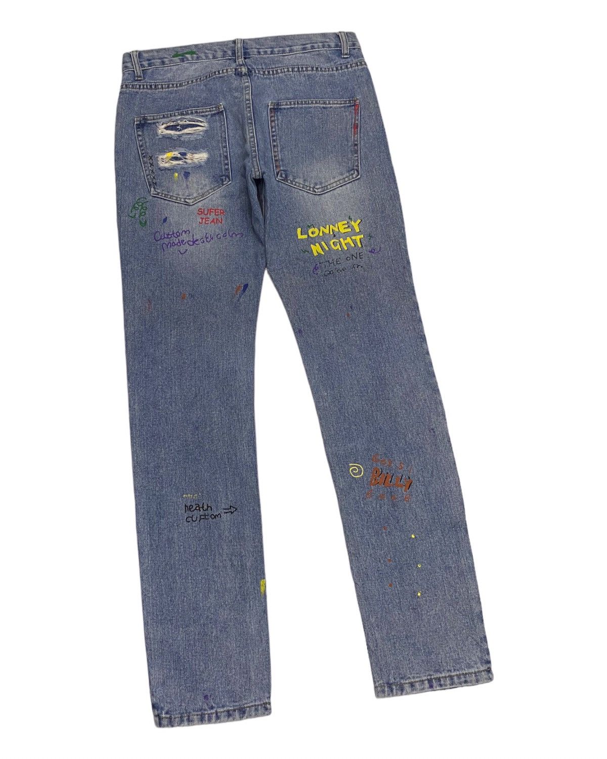 Hysteric Glamour × If Six Was Nine × Le Grande Bleu (L.G.B.) JAPANESE PUNK DISTRESSED DENIM SMILE OVERPRINTED JEANS Size US 33 - 6 Thumbnail
