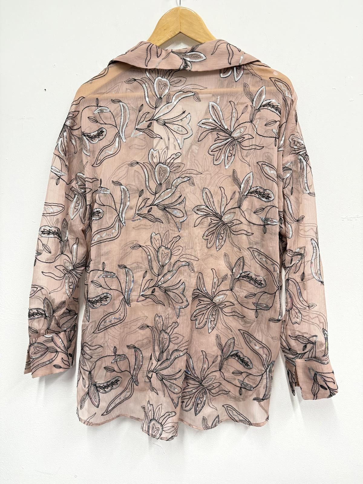 Zara Zara Pink Floral Embroidered Sequin Blouse Size S Size S / US 4 / IT 40 - 4 Thumbnail