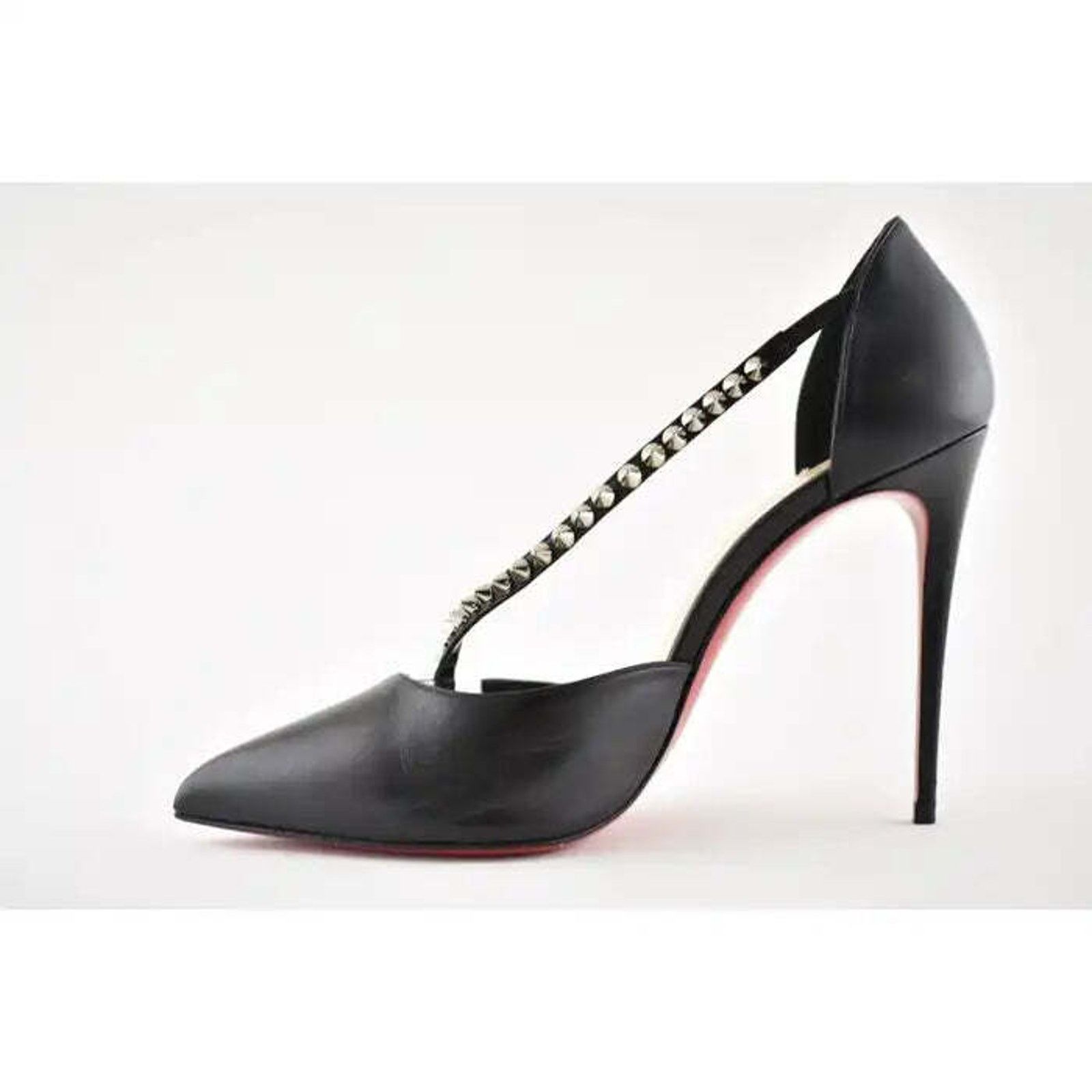 Christian Louboutin Christian Louboutin Spike Cross 100 Black PVC Silver Size US 5.5 / IT 35.5 - 9 Thumbnail