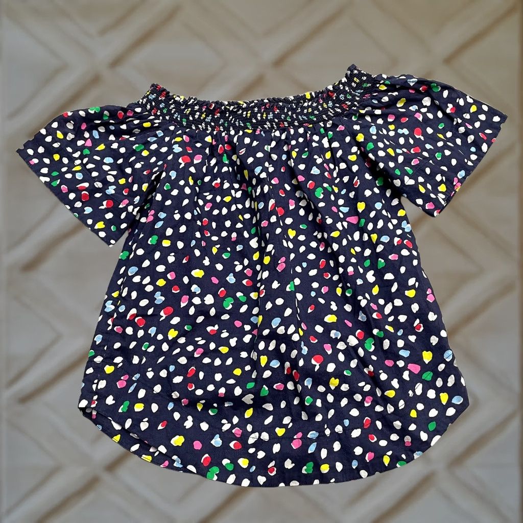 J.Crew J.CREW Off Shoulder Blouse Womens 00 Multicolor Rath Happy Cat Print Casual Top Blue Cat Beach 90s Womens Size XXS / US 00 / IT 34 - 1 Thumbnail