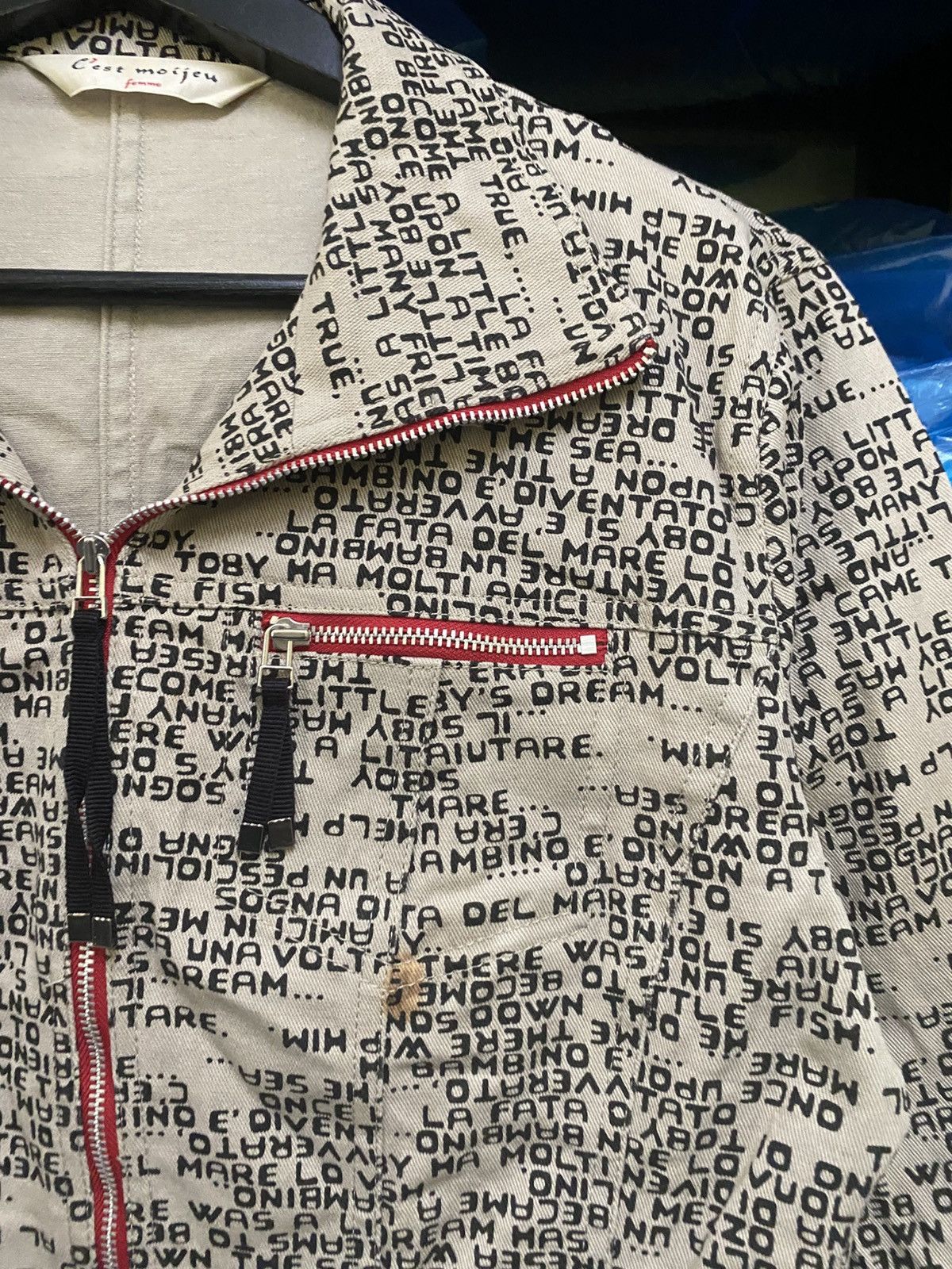 Vintage Vintage C’est moi jeu femme Text Print Jacket Red Zippers Size M / US 6-8 / IT 42-44 - 8 Thumbnail