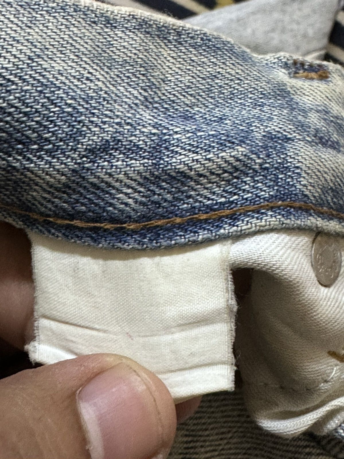 Levi's Vintage Clothing Vintage Levi’s 502 Selvedge Big E Faded Ripped Denim Size US 27 - 10 Thumbnail