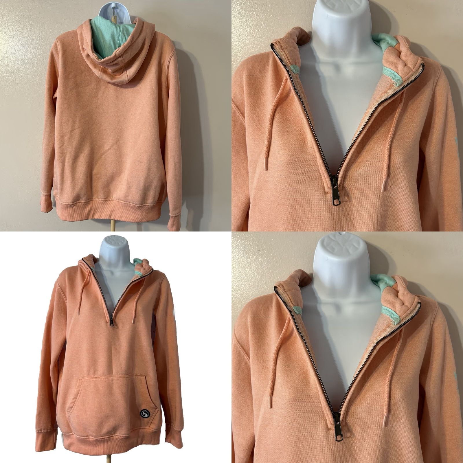 KangaROOS VINTAGE: No (omit) Lincoln Outfitters Hoodie Women S Peach 3/4 Zip Kangaroo Pocket Logo Boy? Size S / US 4 / IT 40 - 11 Thumbnail