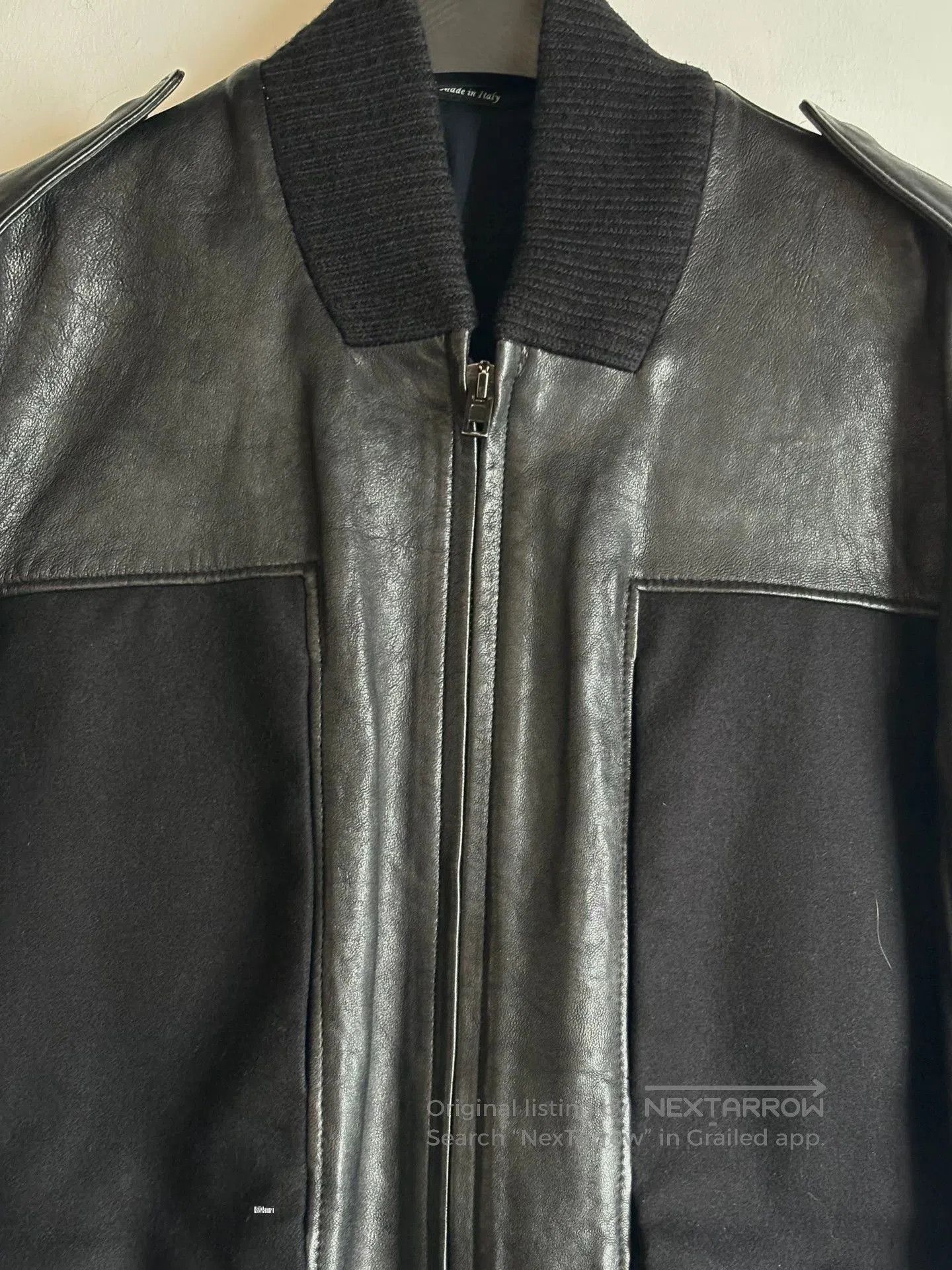 Maison Margiela Black Leather er Jacket with Ribbed Trim . Size US M / EU 48-50 / 2 - 3 Thumbnail