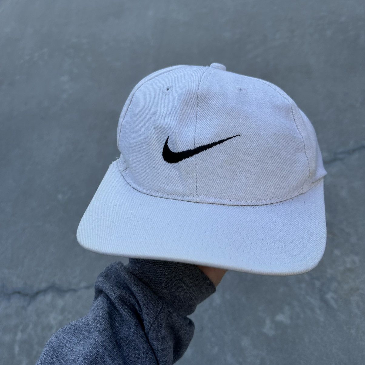 Nike × Vintage Vintage Nike Cap Hat Centre Swoosh Trashed Style 90s Y2K USA Size ONE SIZE - 2 Thumbnail