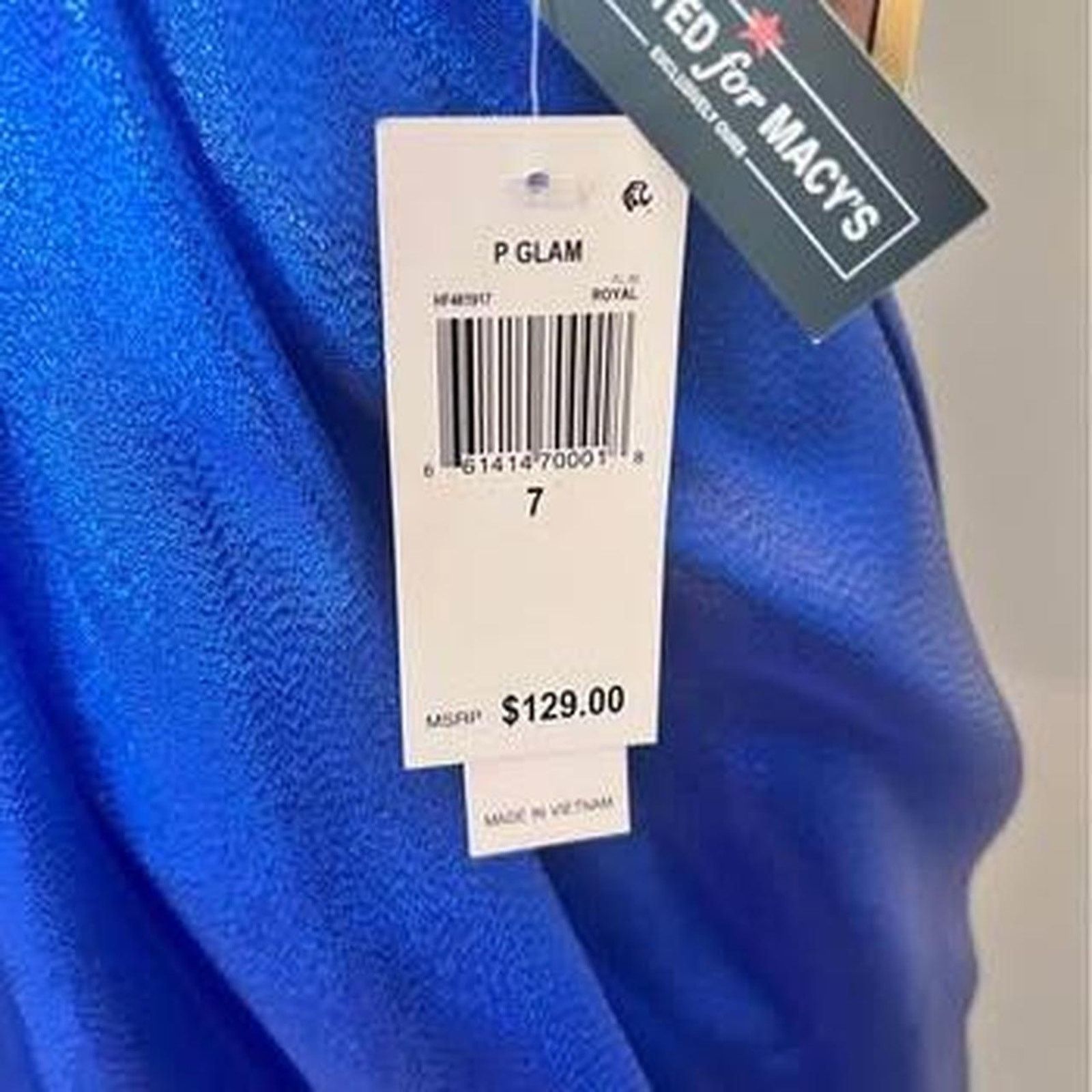 Macys NWT Sparkle Royal dress long ballroom Sz 7 Size M / US 6-8 / IT 42-44 - 4 Thumbnail