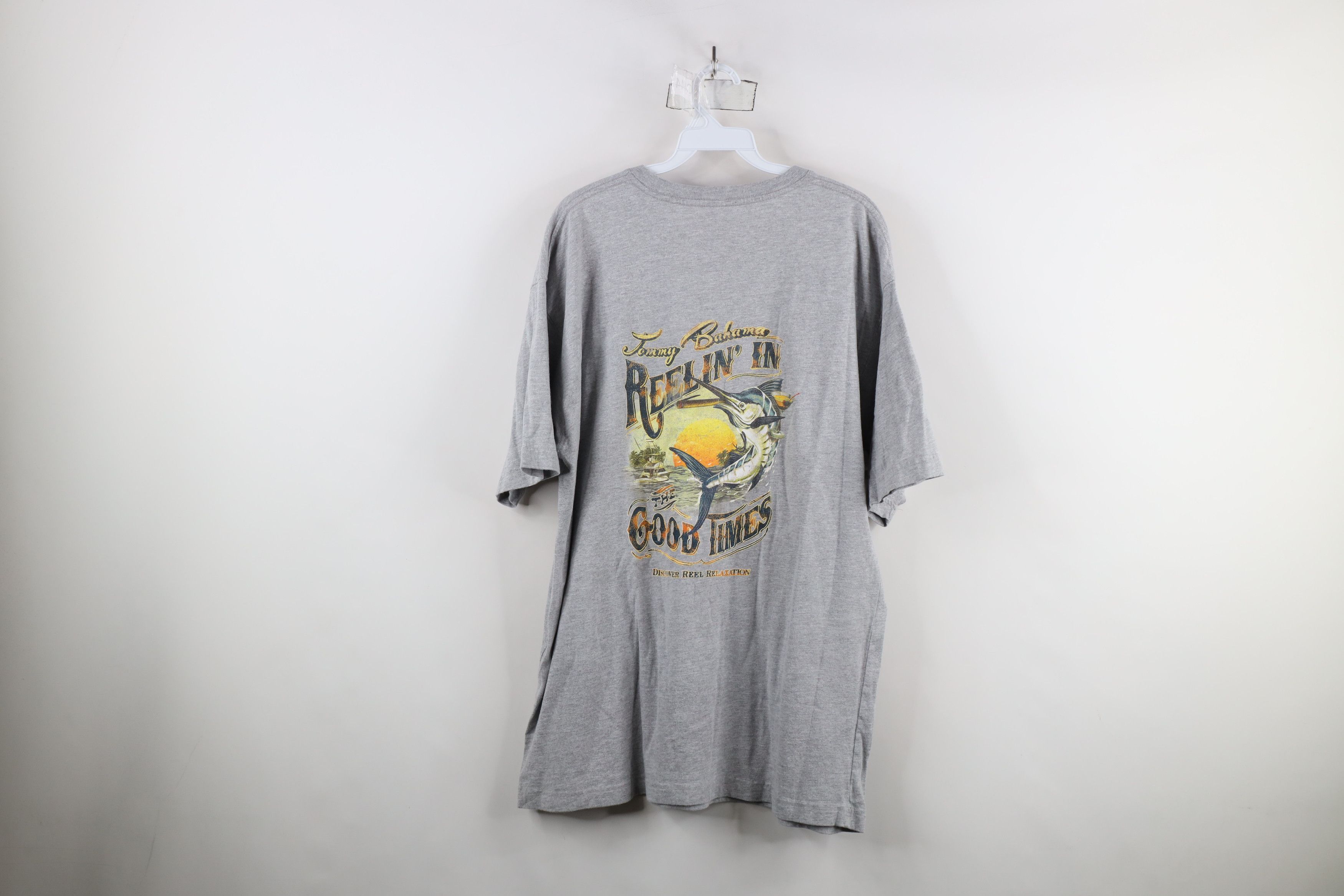 Tommy Bahama × Vintage Vintage Y2K Tommy Bahama Spell Out Marlin Fish T-Shirt Gray Size US L / EU 52-54 / 3 - 10 Thumbnail