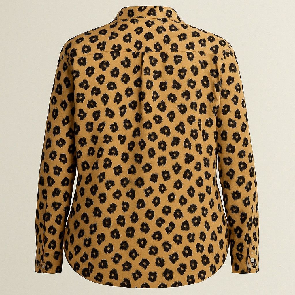 Kim Jones Kim Rogers XL Leopard Print 100% Cotton Button-Down Blouse Size XL / US 12-14 / IT 48-50 - 3 Thumbnail