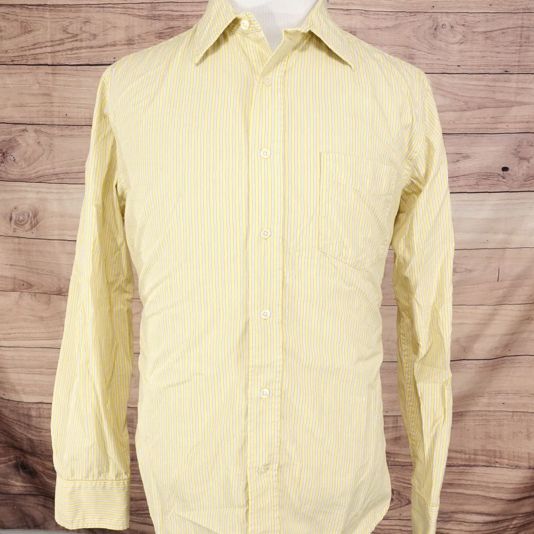 Gap VINTAGE Gap Men's Long Sleeve Yellow Striped Button-Down Shirt Business Casual 80s Style Large Size US L / EU 52-54 / 3 - 3 Thumbnail